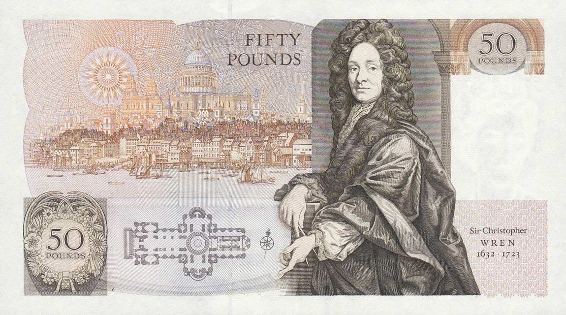 Back of England p381c: 50 Pounds from 1991