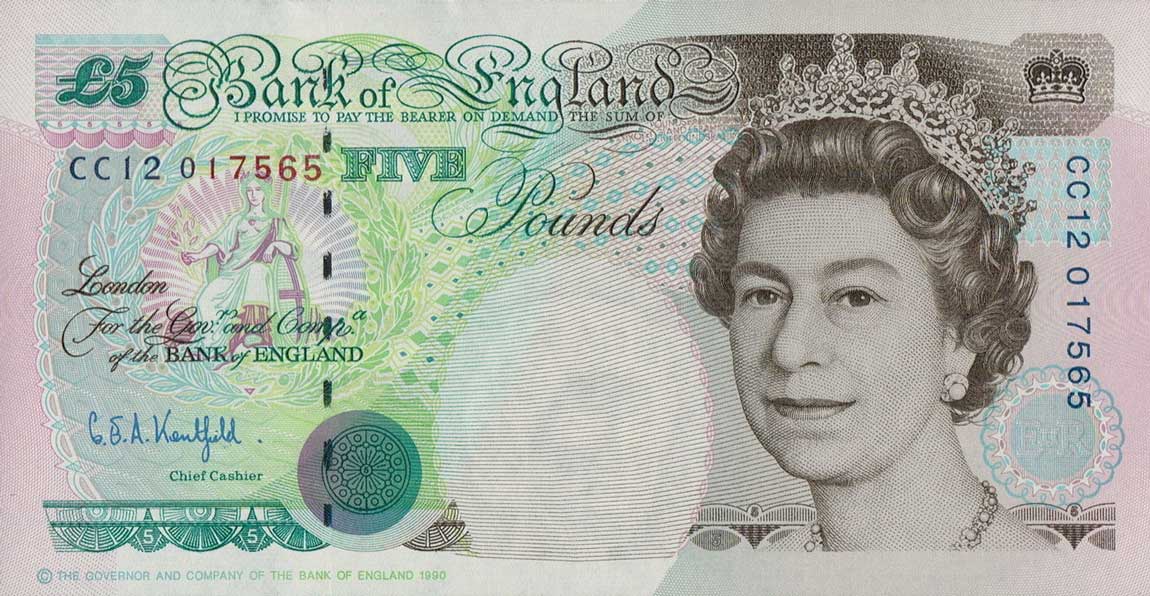 Front of England p385a: 5 Pounds from 1993