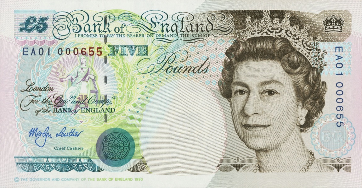 Front of England p385b: 5 Pounds from 1999