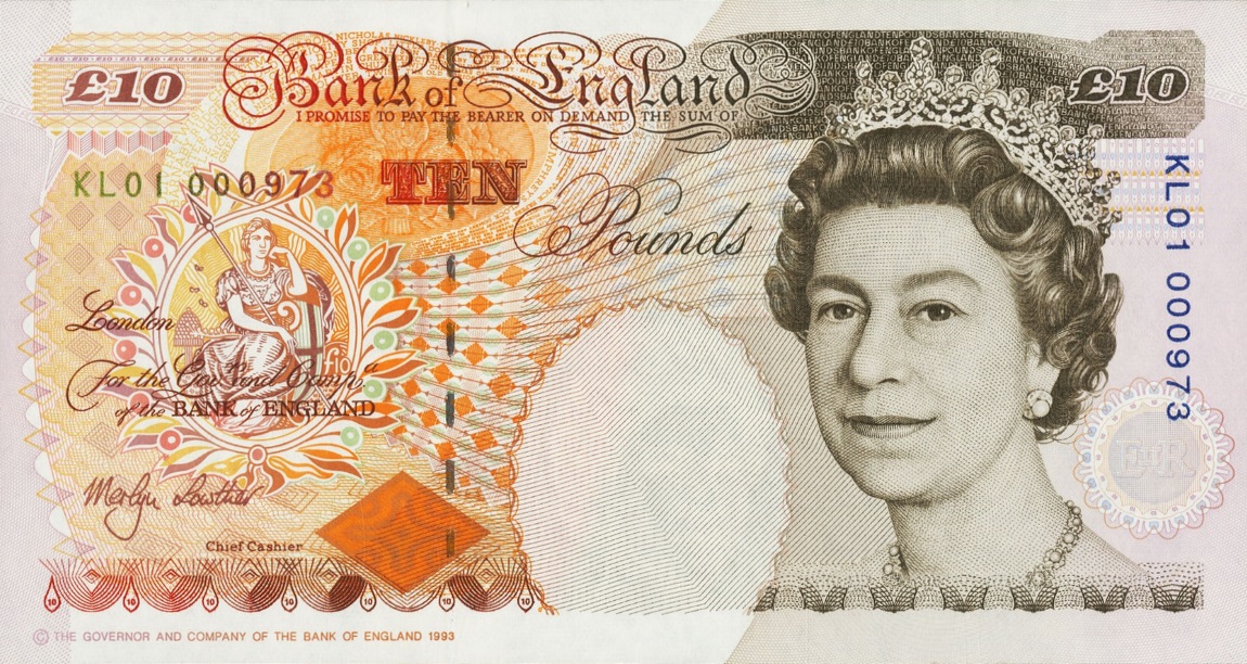 Front of England p386b: 10 Pounds from 1999