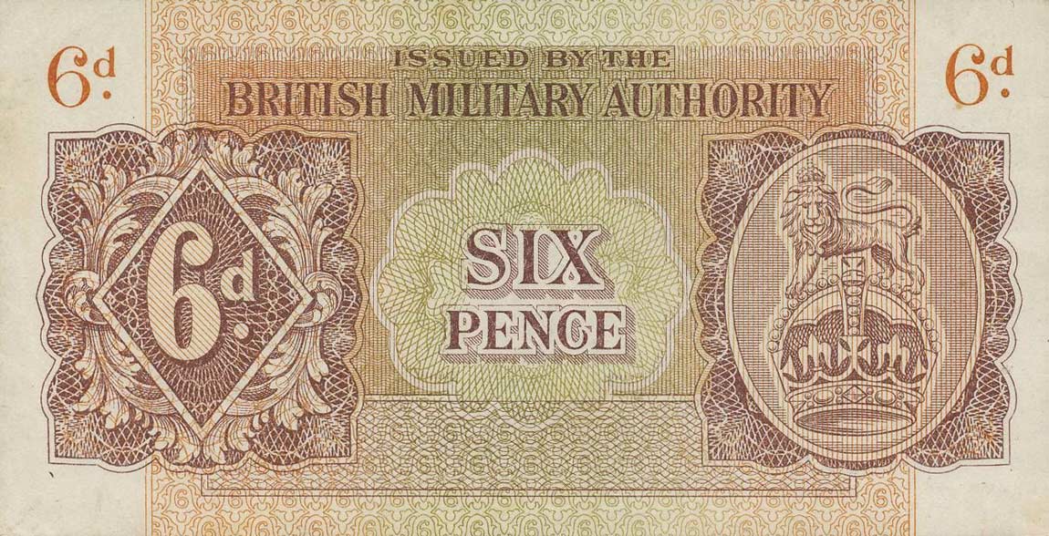 Front of England pM1: 6 Pence from 1943