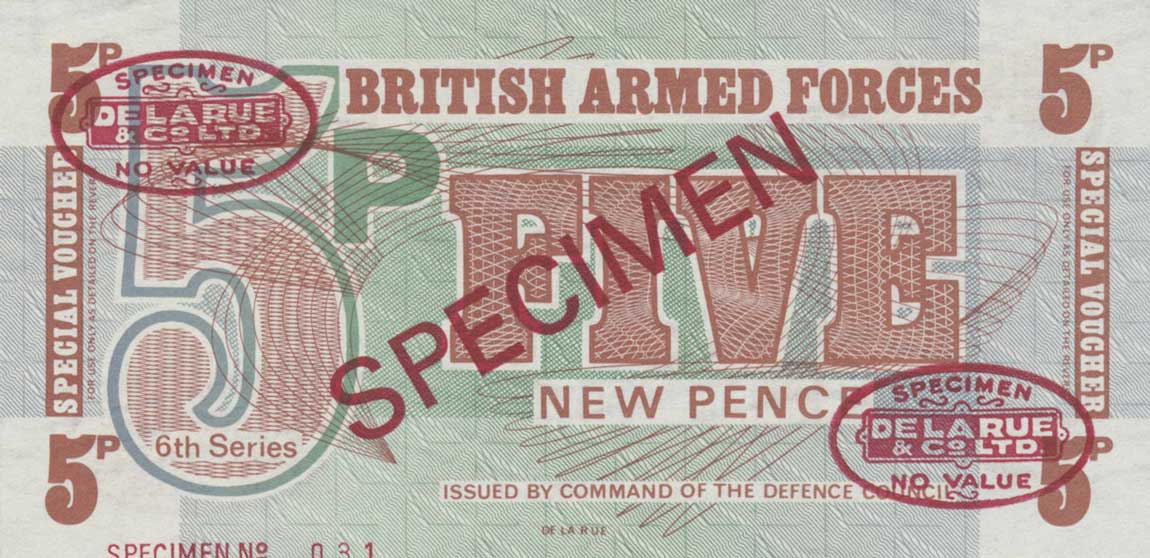 Front of England pM44s: 5 New Pence from 1972