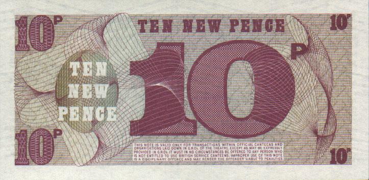 Back of England pM48: 10 New Pence from 1972