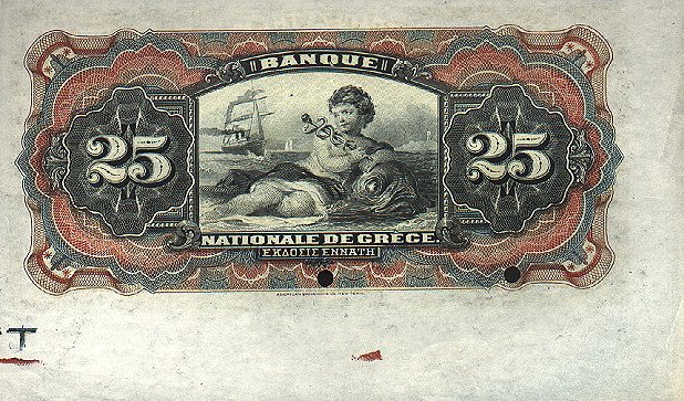 Back of Greece p52s: 25 Drachmaes from 1909