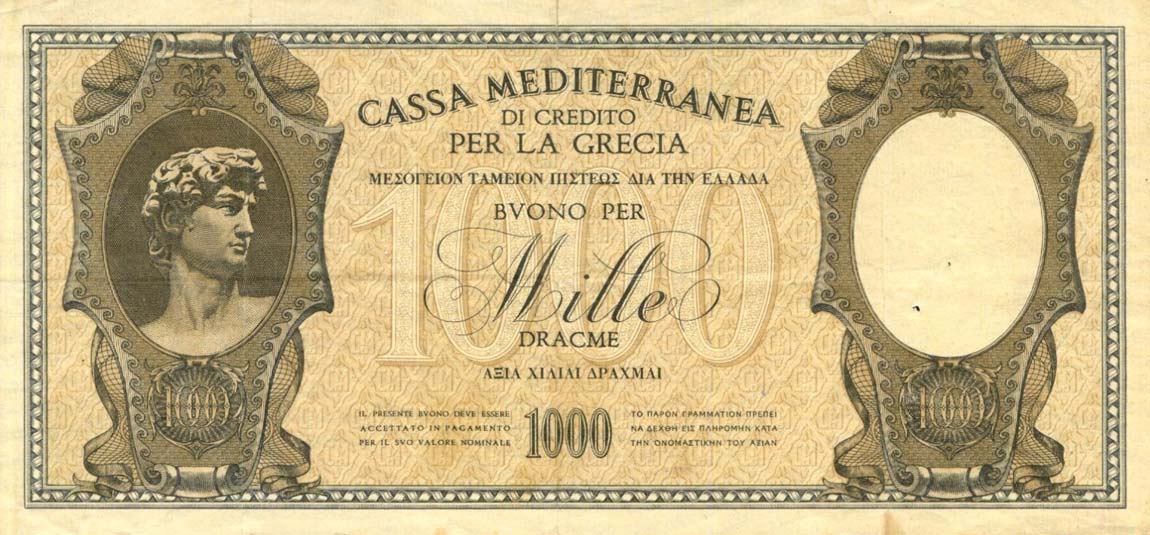 Front of Greece pM6: 1000 Drachmaes from 1941