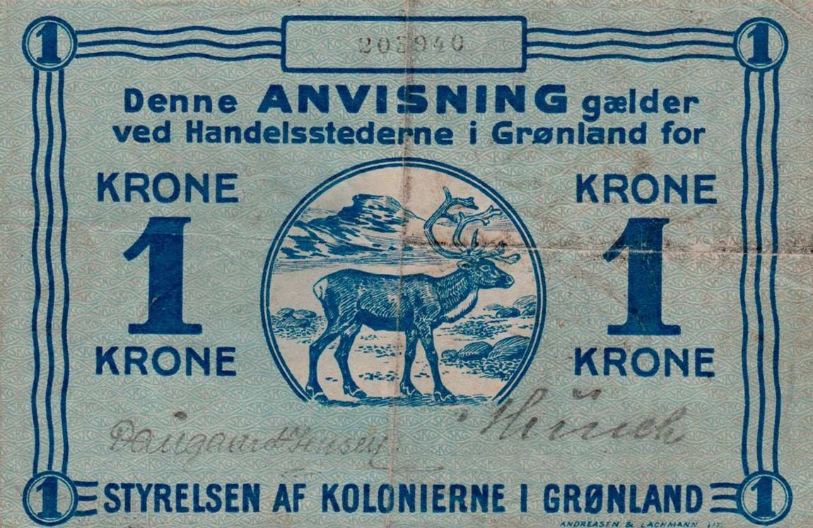 Front of Greenland p13b: 1 Krone from 1913