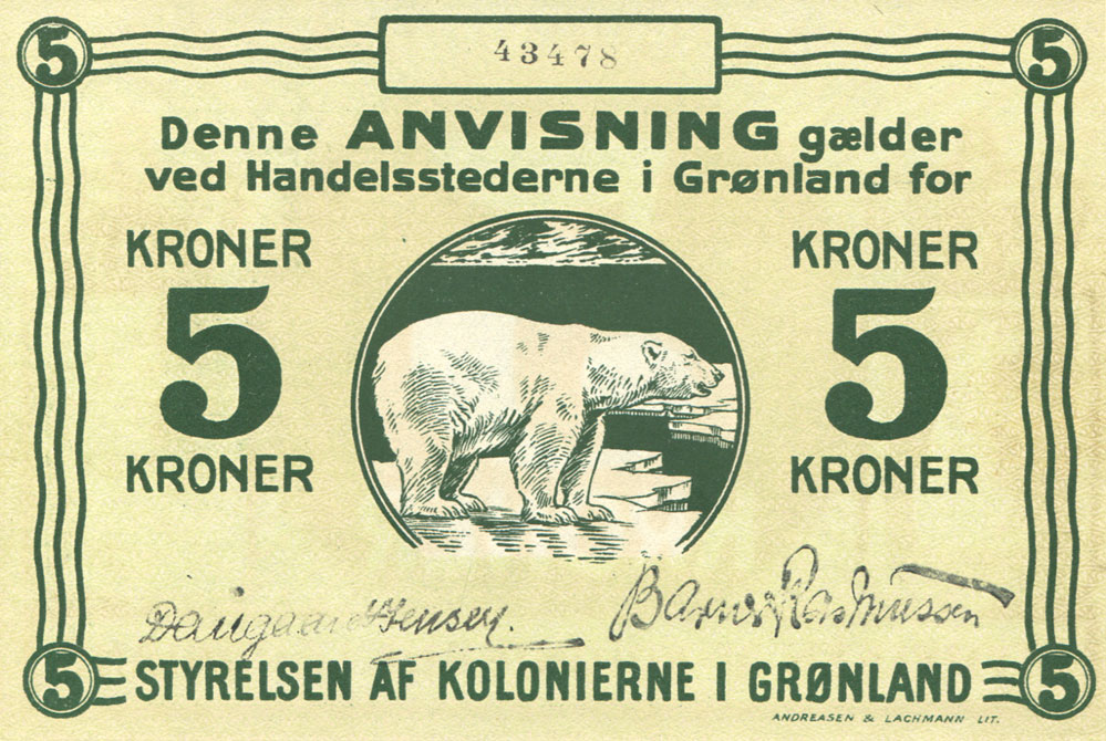 Front of Greenland p14Aa: 5 Kroner from 1913