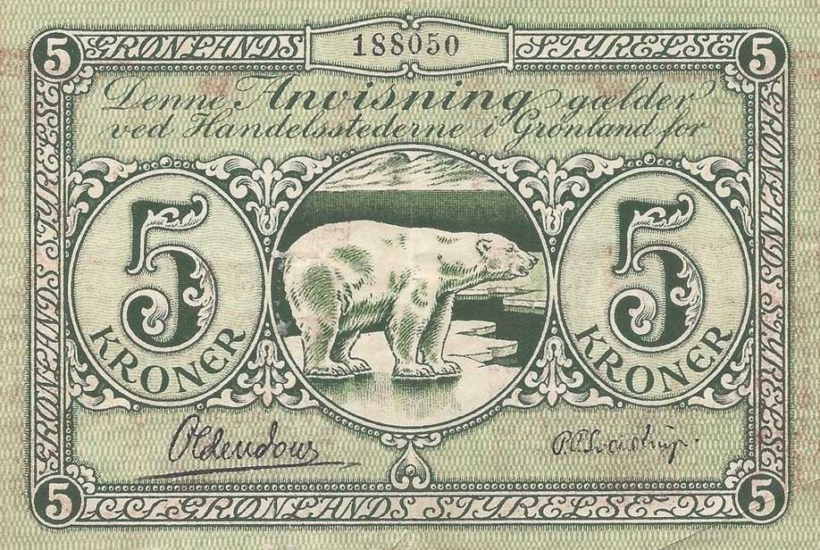 Front of Greenland p15a: 5 Kroner from 1926