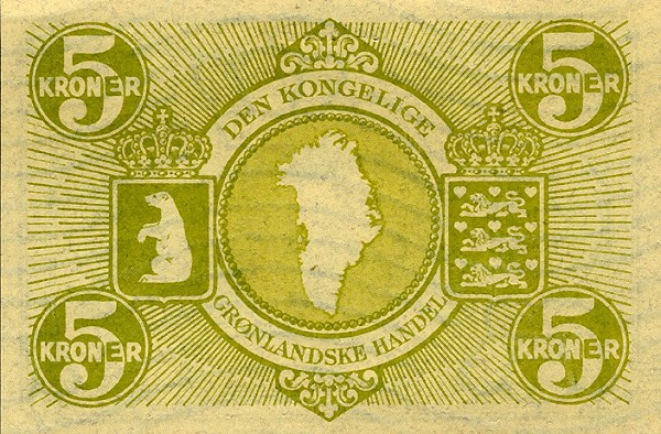Back of Greenland p18a: 5 Kroner from 1953