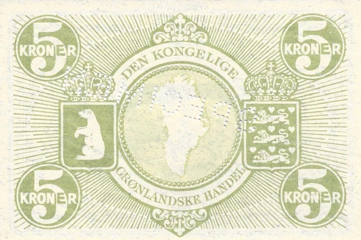 Back of Greenland p18s: 5 Kroner from 1953