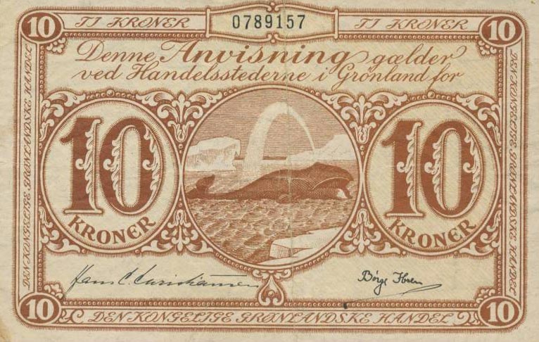 Front of Greenland p19b: 10 Kroner from 1953