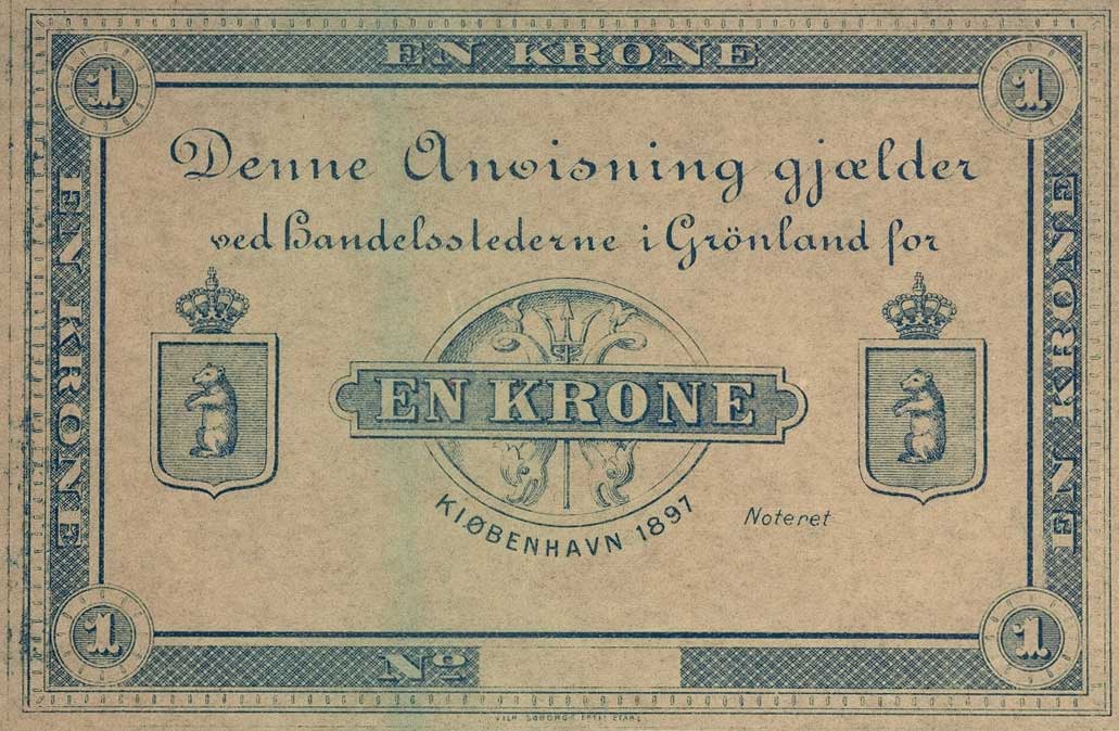 Front of Greenland p5r: 1 Krone from 1897