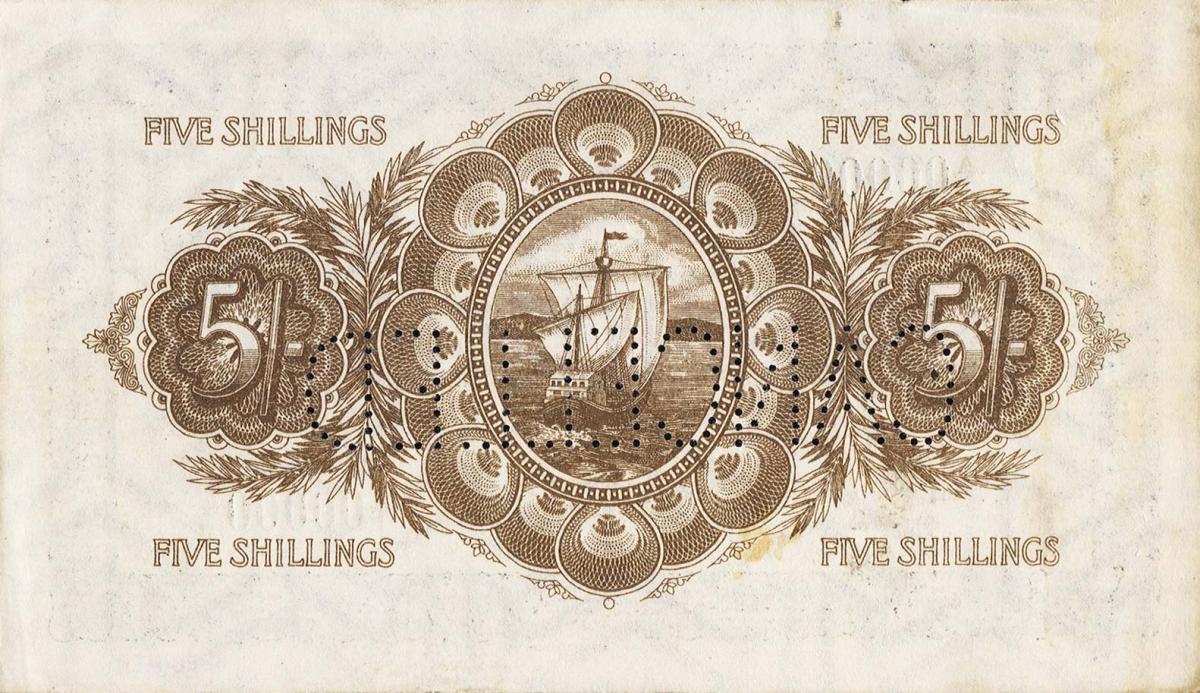 Back of Grenada p2s: 5 Shillings from 1920