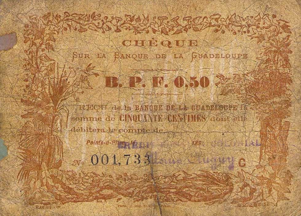 Front of Guadeloupe p20A: 50 Centimes from 1870