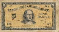Gallery image for Guadeloupe p21a: 5 Francs