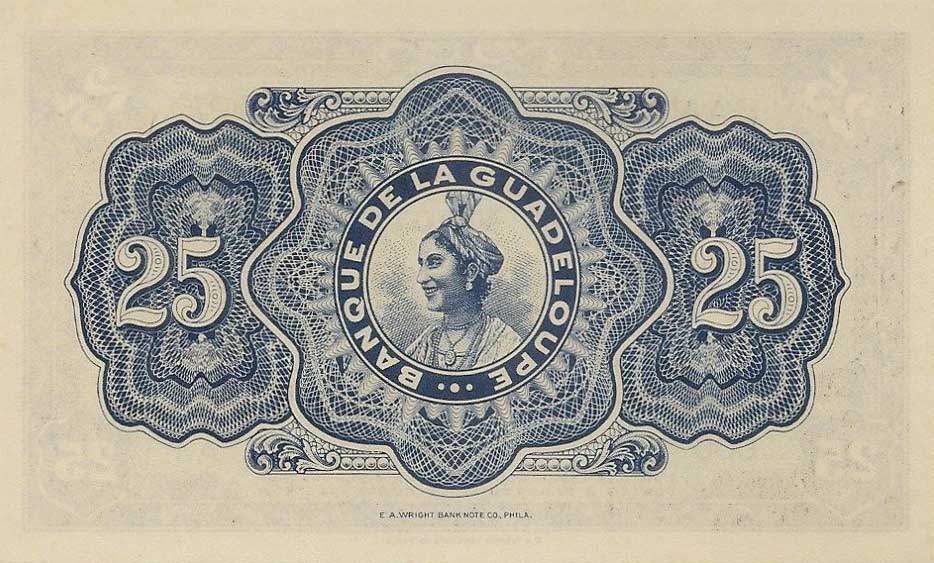 Back of Guadeloupe p22s: 25 Francs from 1942