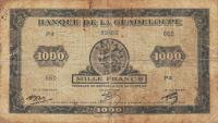 p26Aa from Guadeloupe: 1000 Francs from 1942