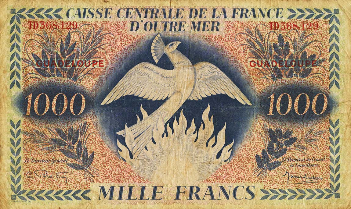 Front of Guadeloupe p30b: 1000 Francs from 1944