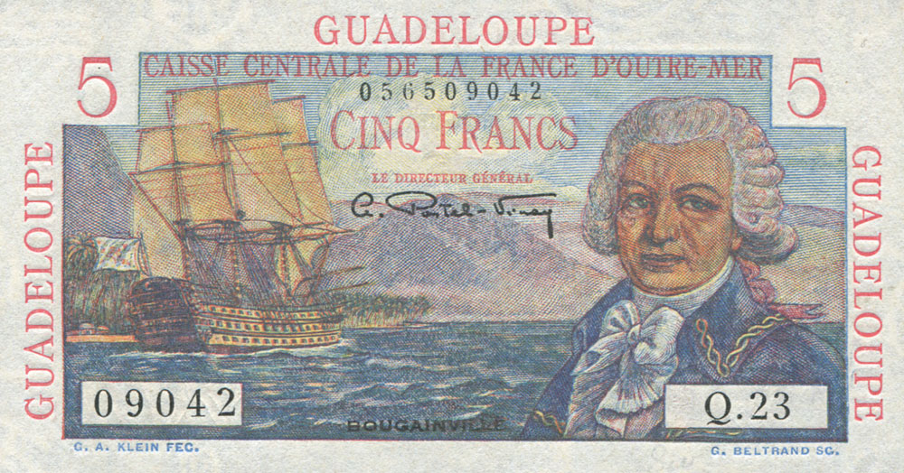 Front of Guadeloupe p31a: 5 Francs from 1947