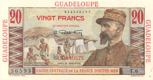 Front of Guadeloupe p33a: 20 Francs from 1947