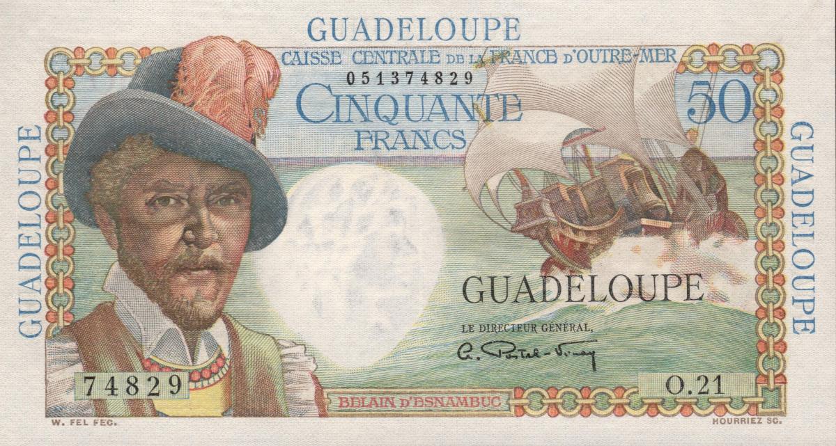 Front of Guadeloupe p34a: 50 Francs from 1947