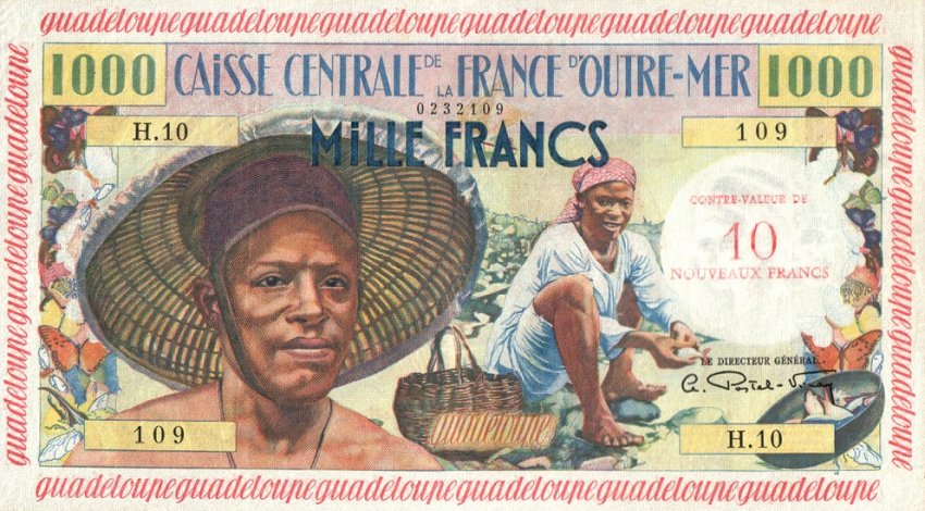 Front of Guadeloupe p43a: 10 Nouveaux Francs from 1960