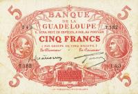 p7b from Guadeloupe: 5 Francs from 1928