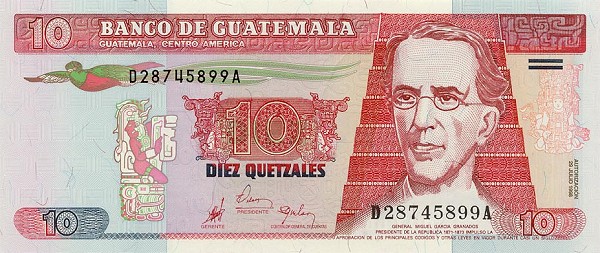 Front of Guatemala p101: 10 Quetzales from 1998