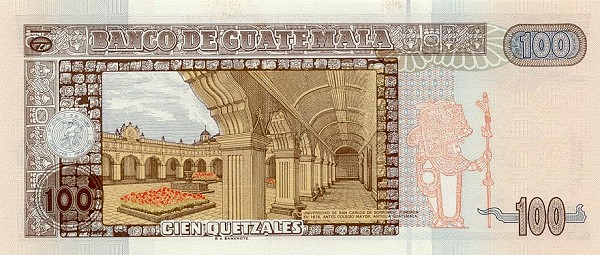 Back of Guatemala p103: 100 Quetzales from 1998