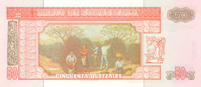 Back of Guatemala p105: 50 Quetzales from 2001