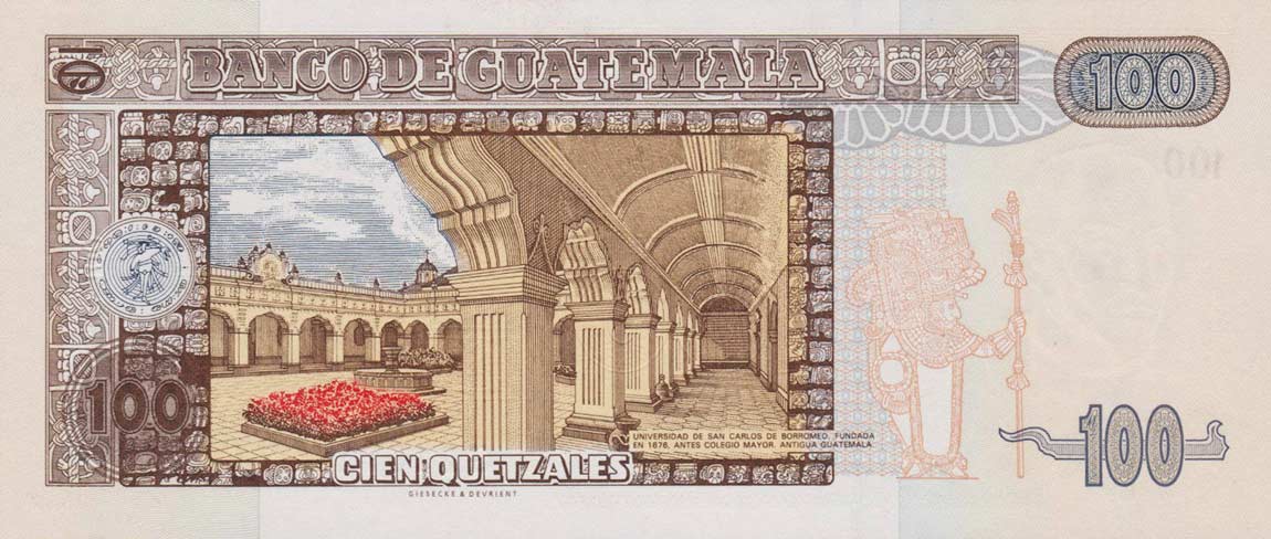 Back of Guatemala p114b: 100 Quetzales from 2007