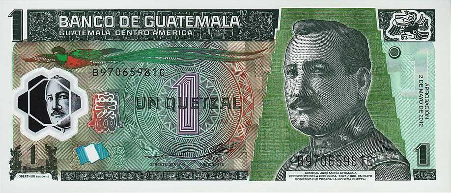 Front of Guatemala p115b: 1 Quetzal from 2012