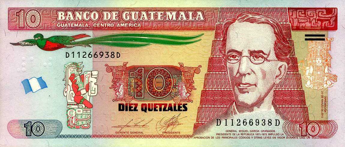 Front of Guatemala p123Aa: 10 Quetzales from 2013