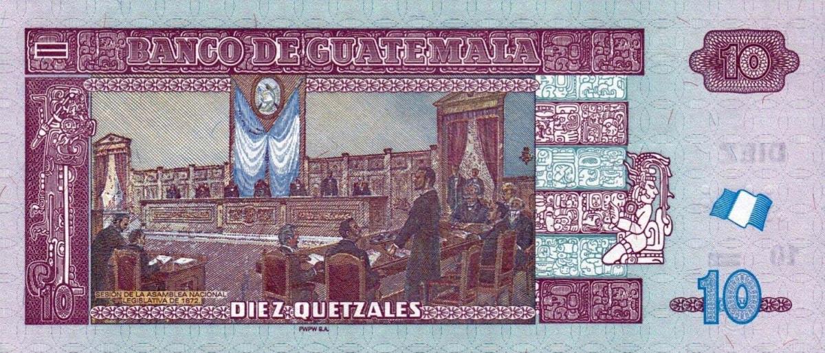 Back of Guatemala p123Ag: 10 Quetzales from 2019