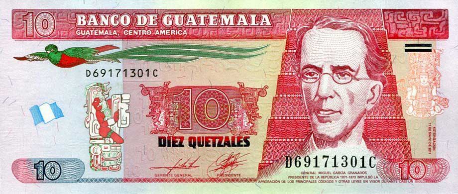 Front of Guatemala p123b: 10 Quetzales from 2011