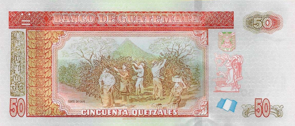 Back of Guatemala p125a: 50 Quetzales from 2012