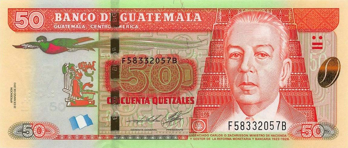Front of Guatemala p125b: 50 Quetzales from 2013