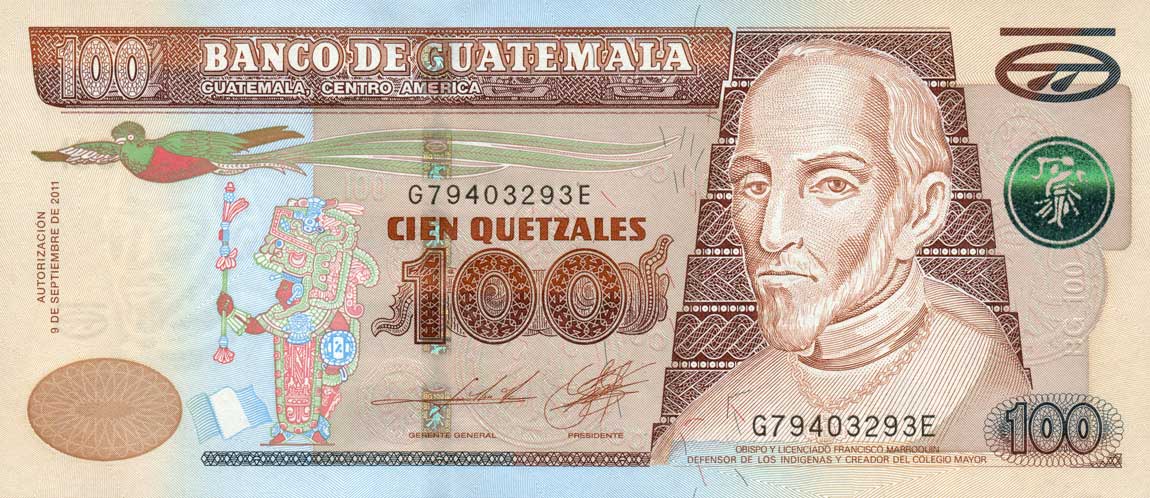 Front of Guatemala p126b: 100 Quetzales from 2011