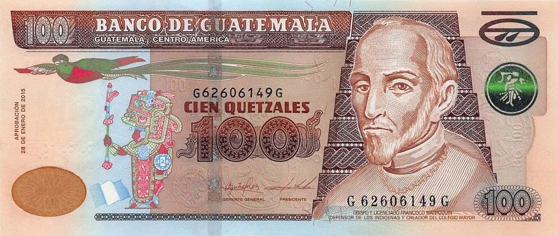 Front of Guatemala p126e: 100 Quetzales from 2015