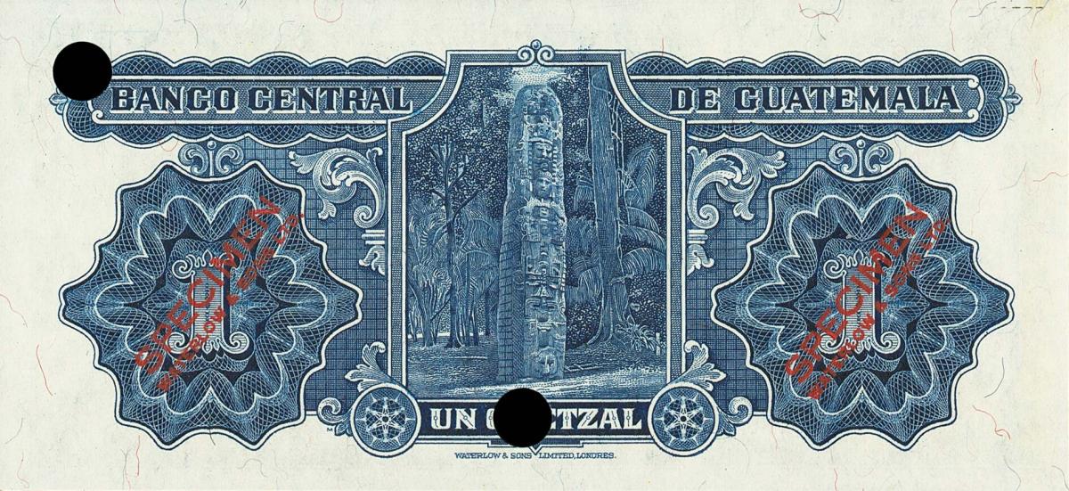 Back of Guatemala p14ct: 1 Quetzal from 1934