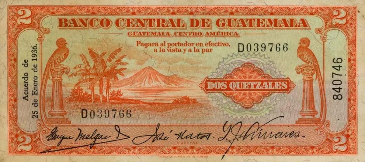 Front of Guatemala p18Aa: 2 Quetzales from 1936