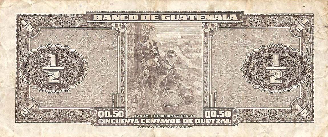 Back of Guatemala p23a: 0.5 Quetzal from 1948