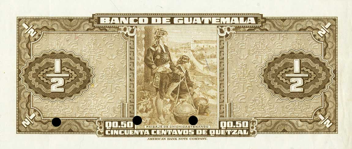 Back of Guatemala p23s: 0.5 Quetzal from 1948