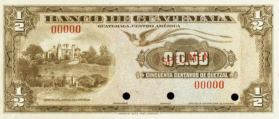 Front of Guatemala p23s: 0.5 Quetzal from 1948