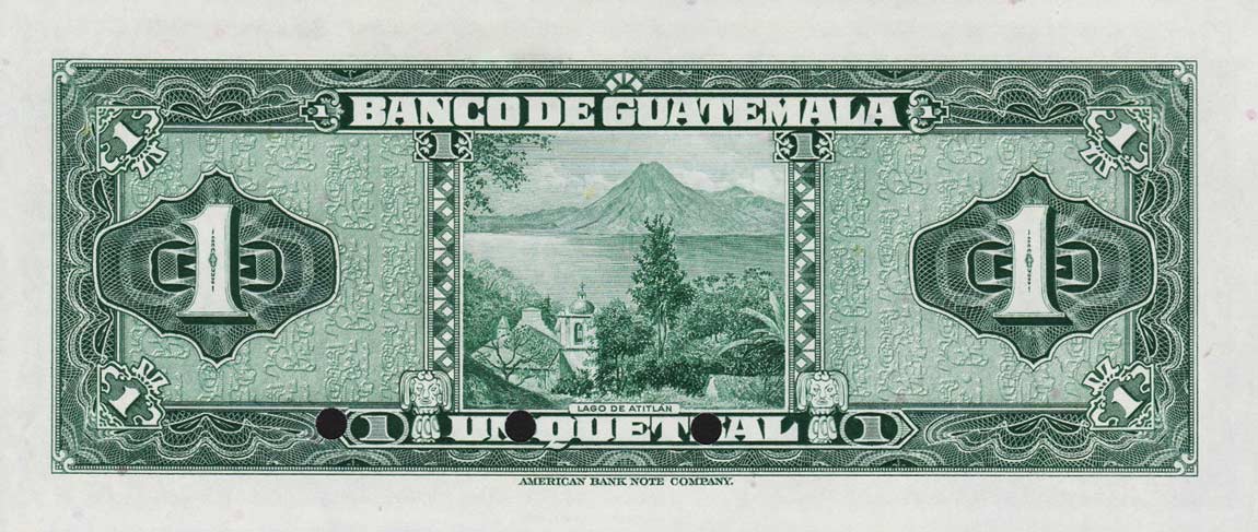 Back of Guatemala p24s: 1 Quetzal from 1948