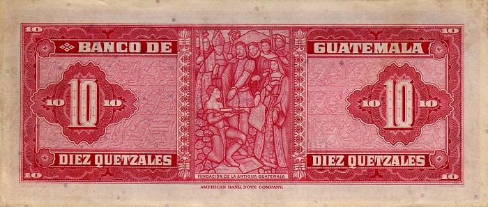 Back of Guatemala p26a: 10 Quetzales from 1948
