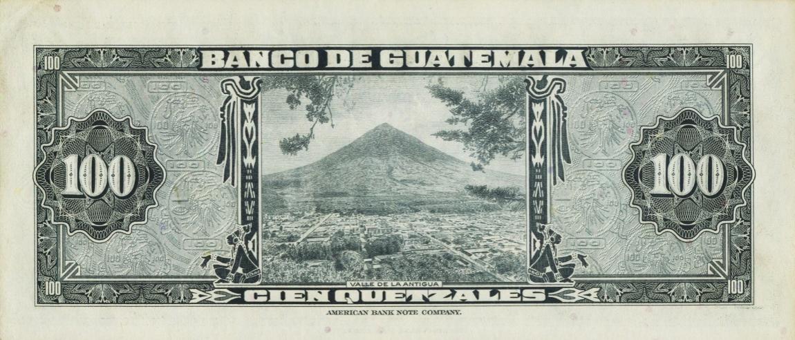 Back of Guatemala p28a: 100 Quetzales from 1948