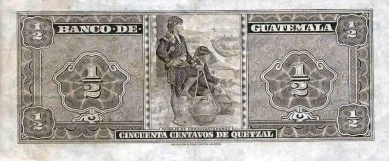 Back of Guatemala p29: 0.5 Quetzal from 1955