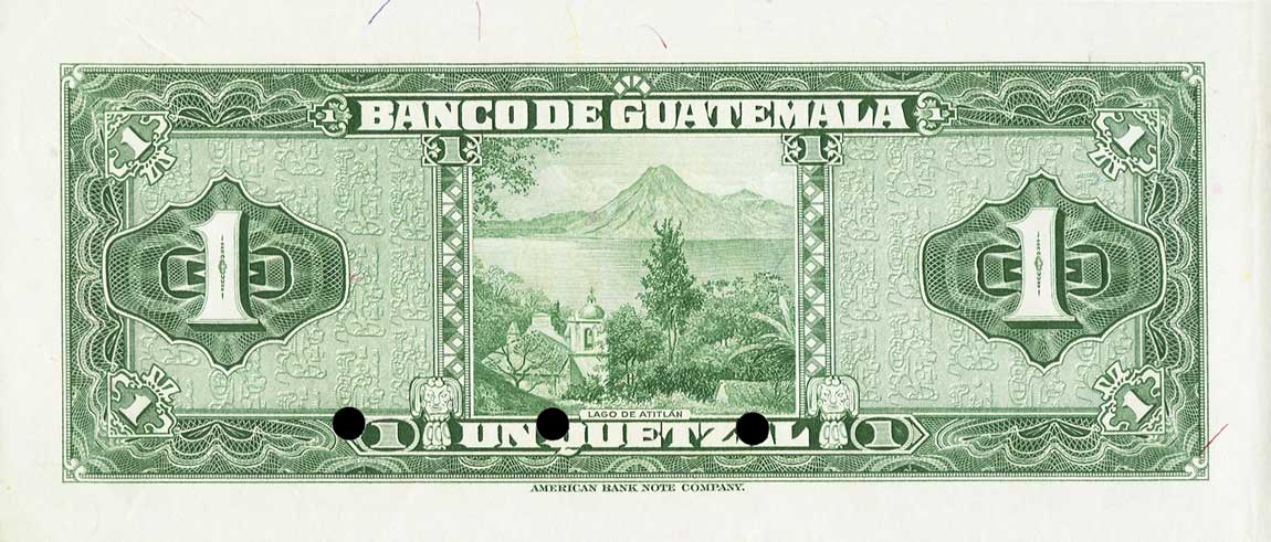 Back of Guatemala p36s: 1 Quetzal from 1957