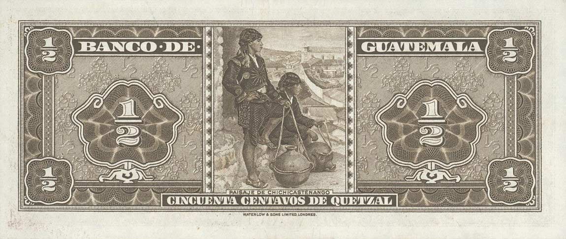 Back of Guatemala p41c: 0.5 Quetzal from 1961